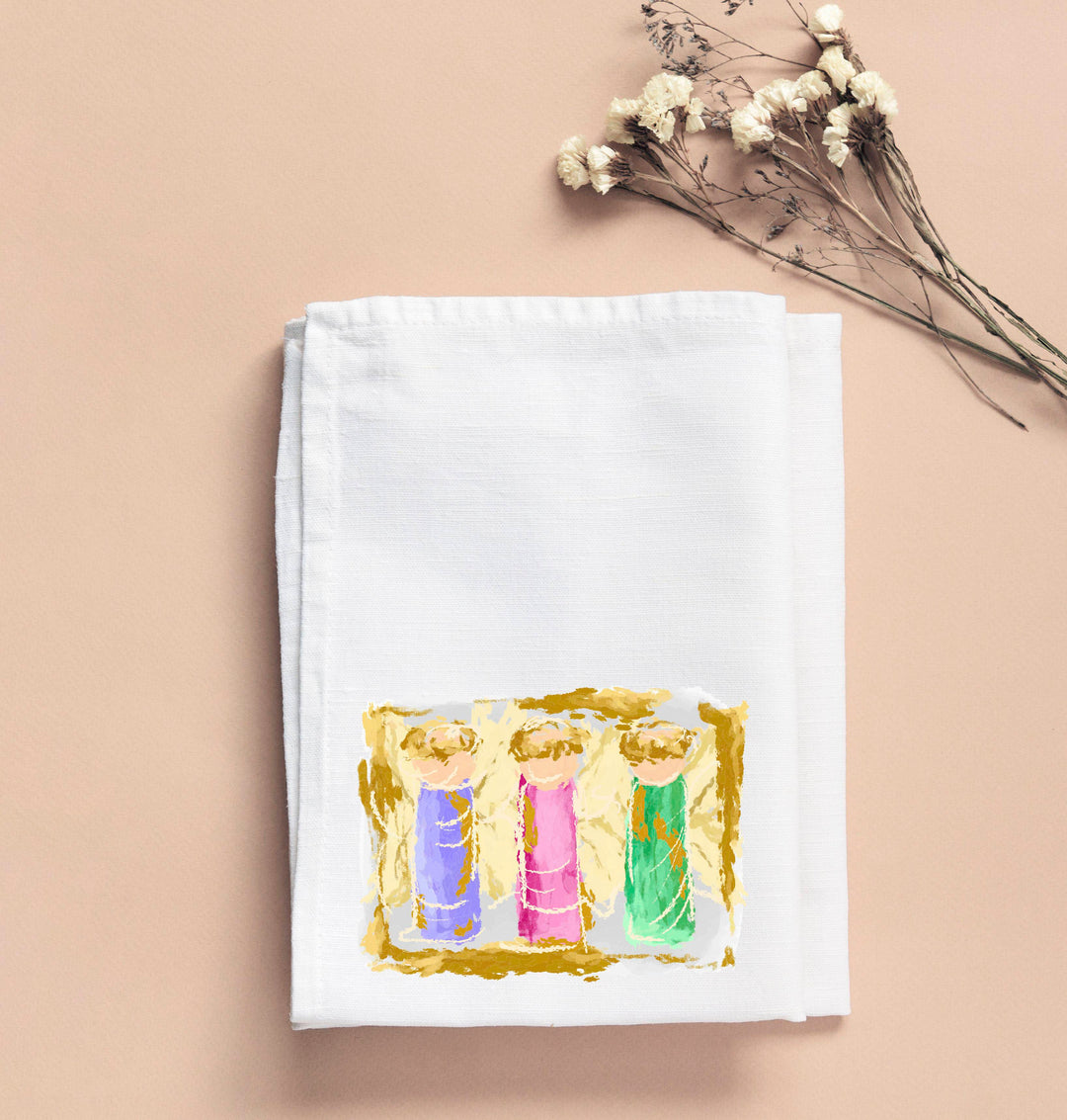 Emmalee Three Gold Angels Tea Towel