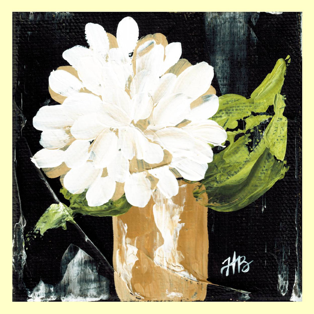 Haley White Hydrangea on Black Square Pillow Swap