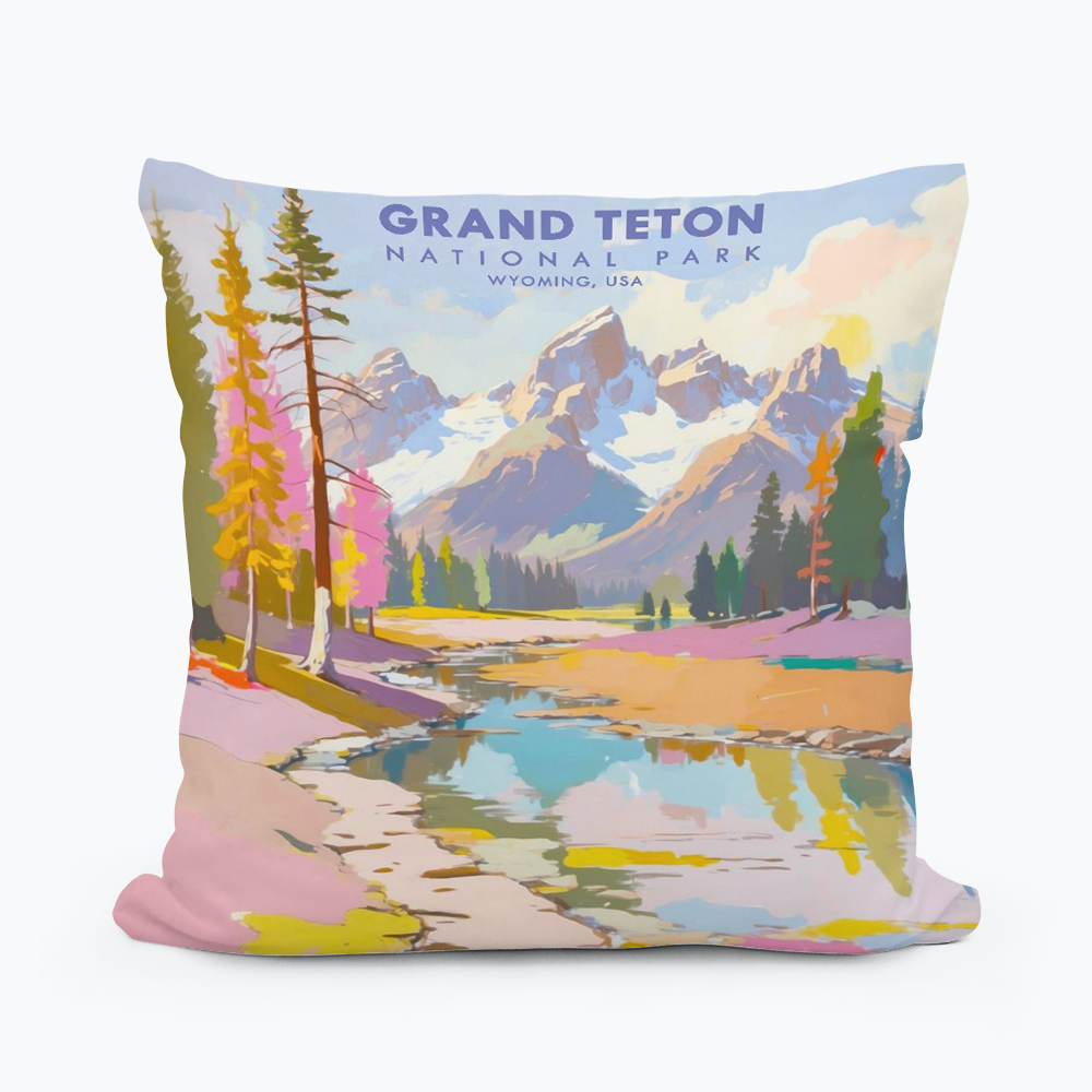 WYOMING GRAND TETON PARK SQUARE PILLOW