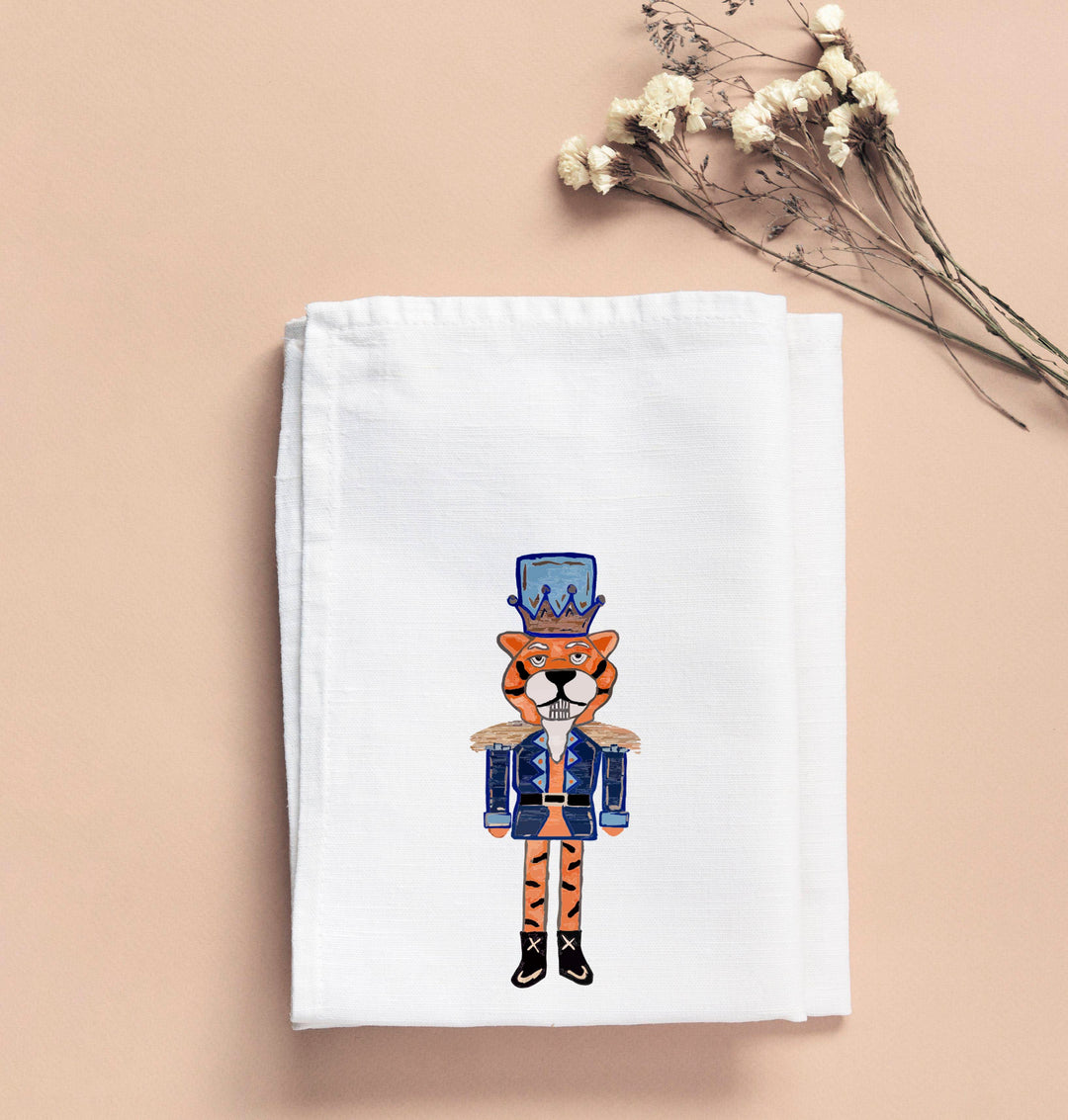 Kathryn Tiger Nutcracker Navy Tea Towel