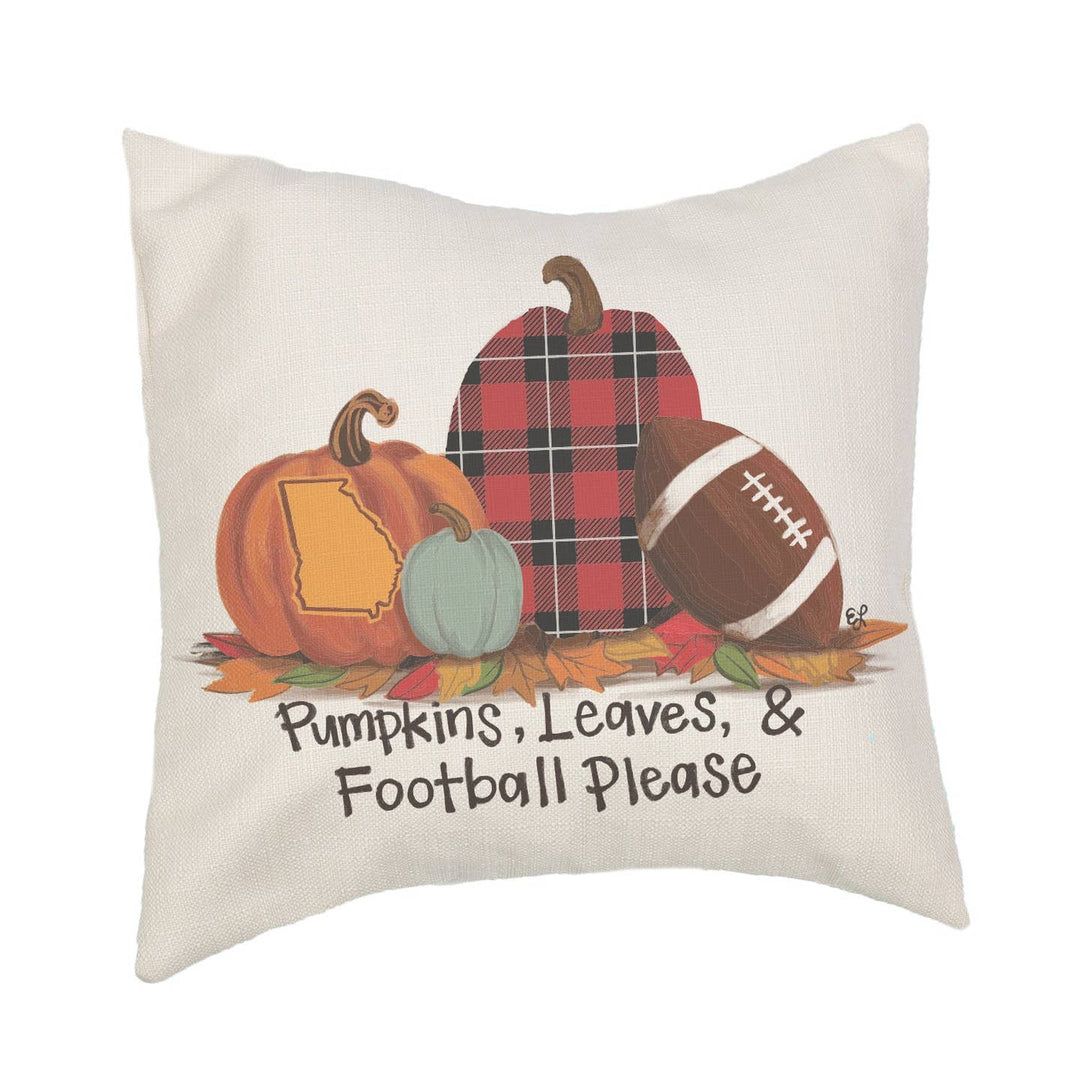 Athens Pumpkins Leaves Football Pillow