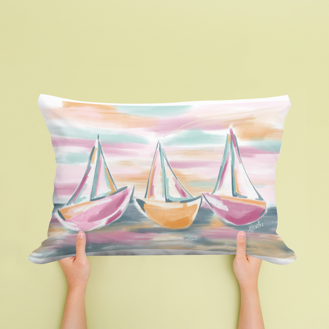 Haley Watercolor Sailboats Pillow