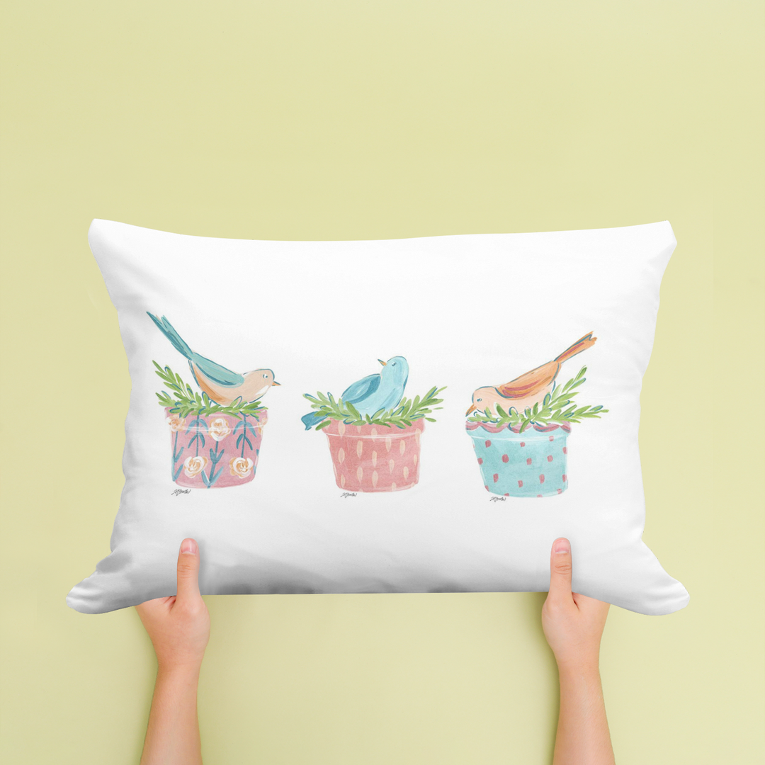 HALEY BIRDS IN A POT PILLOW