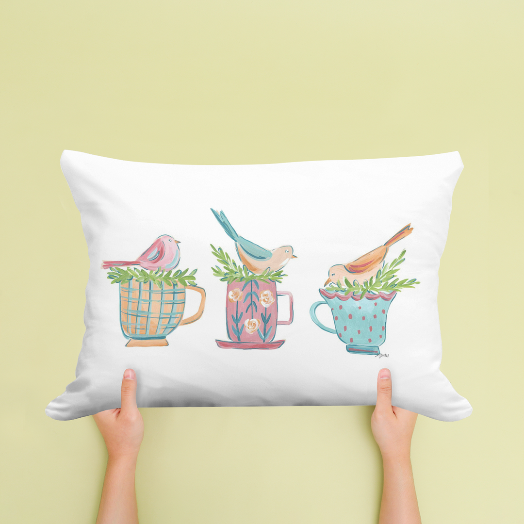 HALEY TEACUP BIRDS PILLOW