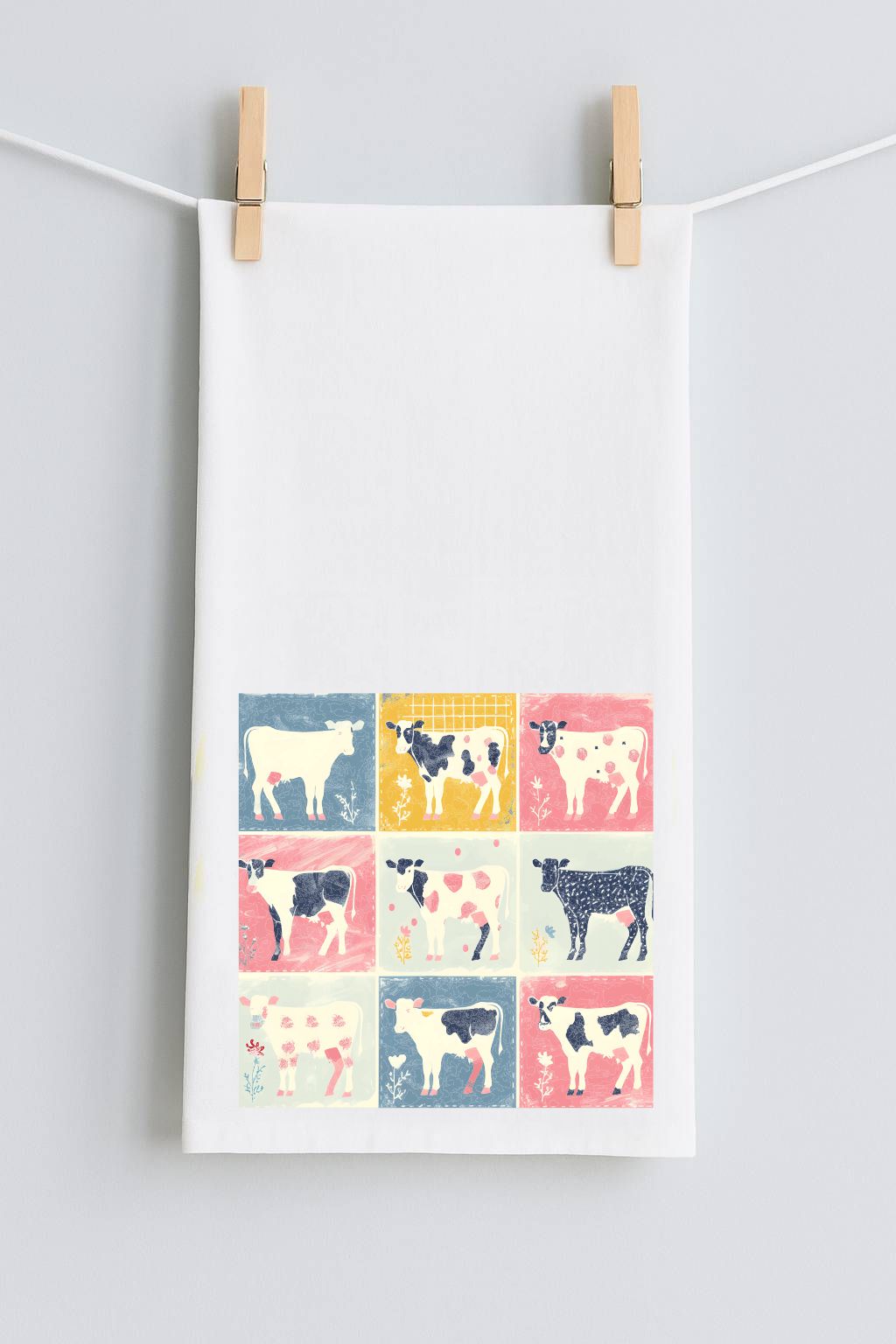 Retro Cow Farm Tea Towel