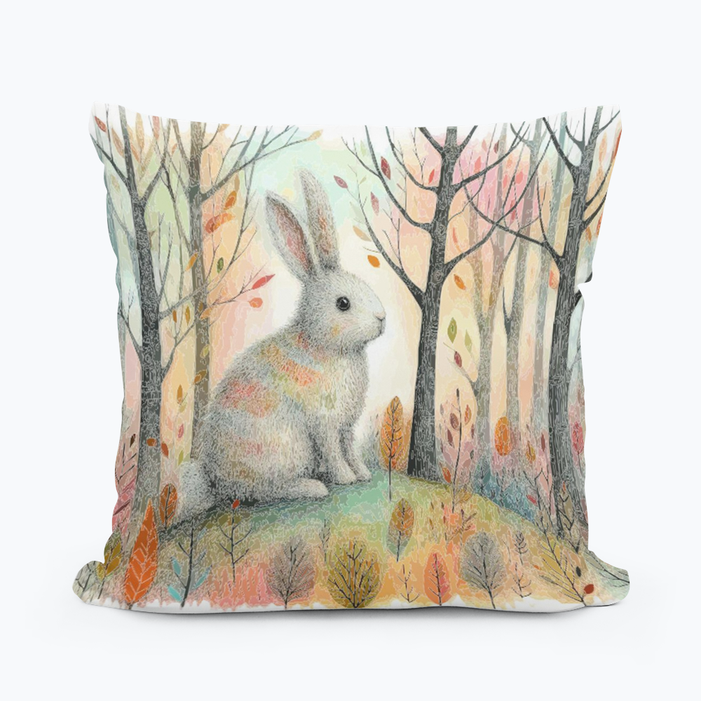 Colorful Bunny Square Pillow