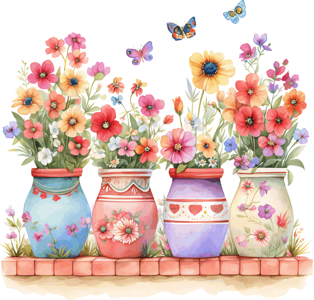 Pots of Flowers #8 Tea Towel