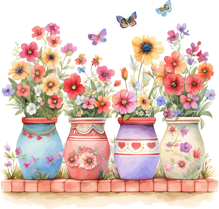 Pots of Flowers #8 Tea Towel