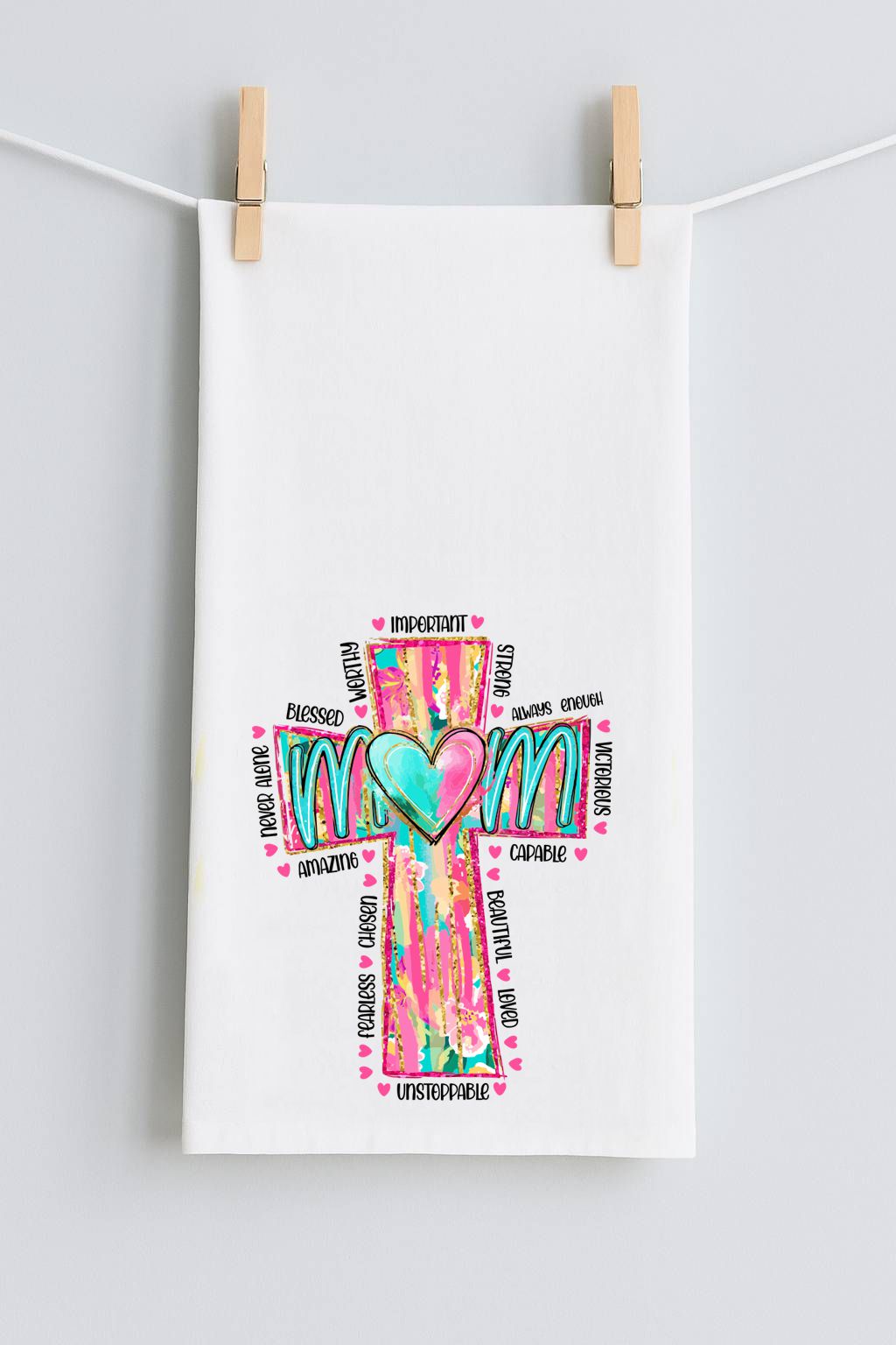 CHRISTIAN MOM CROSS TEA TOWEL