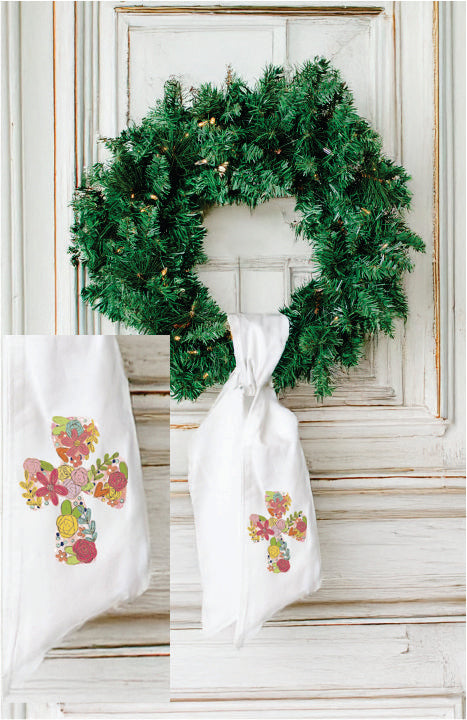 FLORAL CROSS WREATH SASH