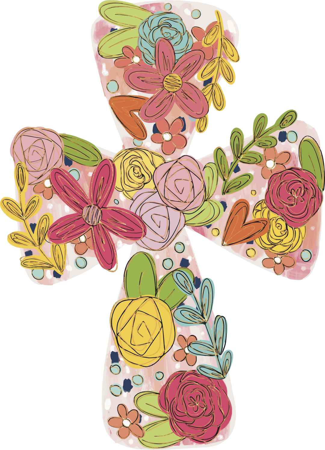 FLORAL CROSS WREATH SASH