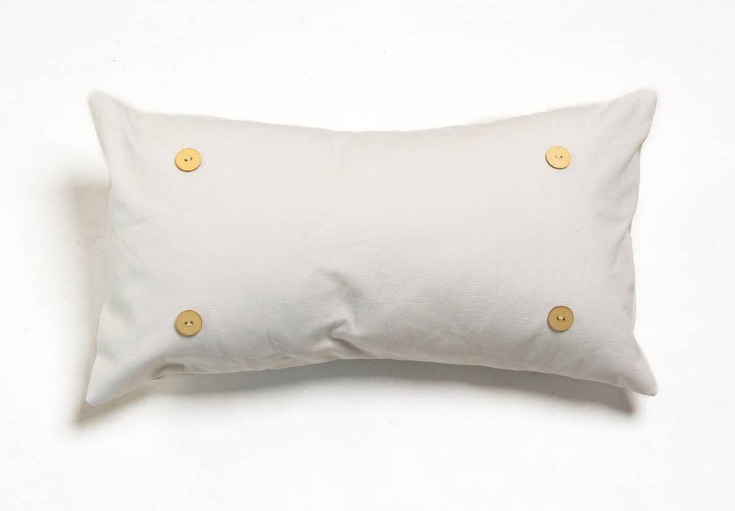 Natural Cotton Button Pillow Lumbar