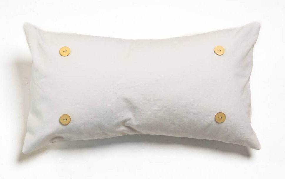 White Washed Cotton Button Pillow Lumbar