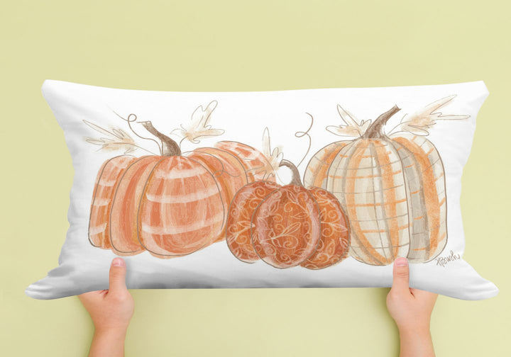 Haley Orange Pumpkins with Patterns Lumbar Pillow