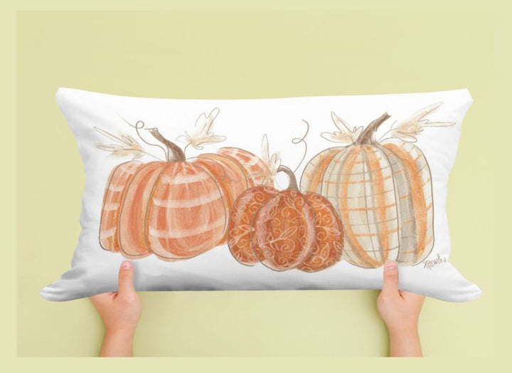 Haley Orange Pumpkins with Patterns Lumbar Pillow