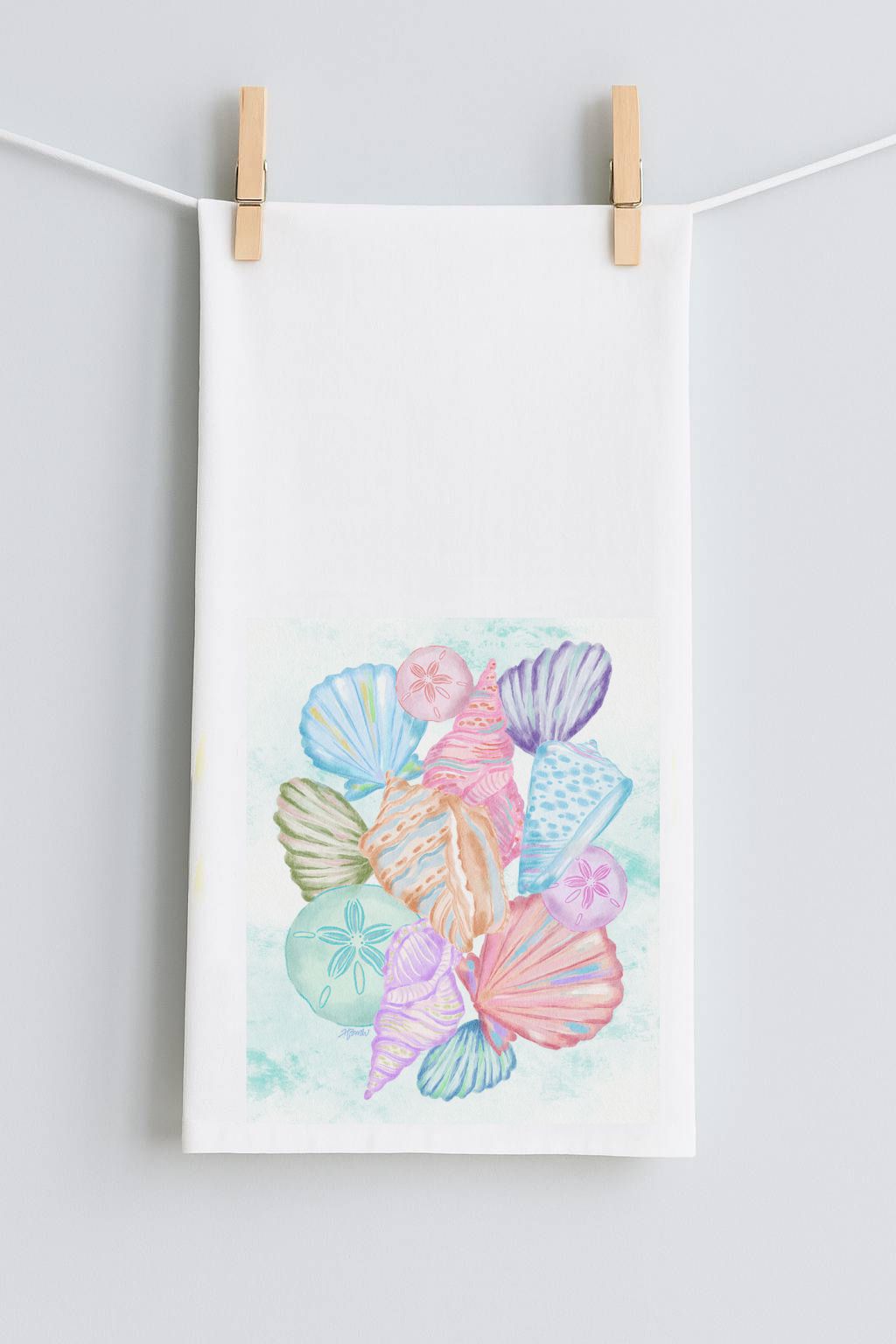 HALEY'S PASTEL SHELLS TEA TOWEL