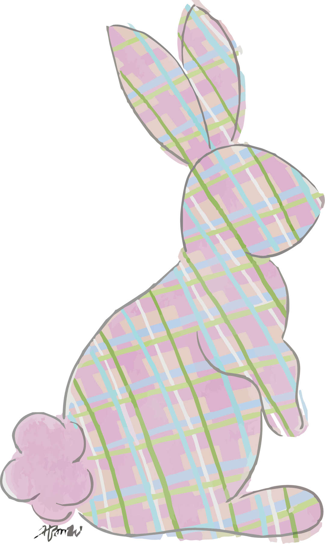 HALEY'S PLAID BUNNY #8 TEA TOWEL