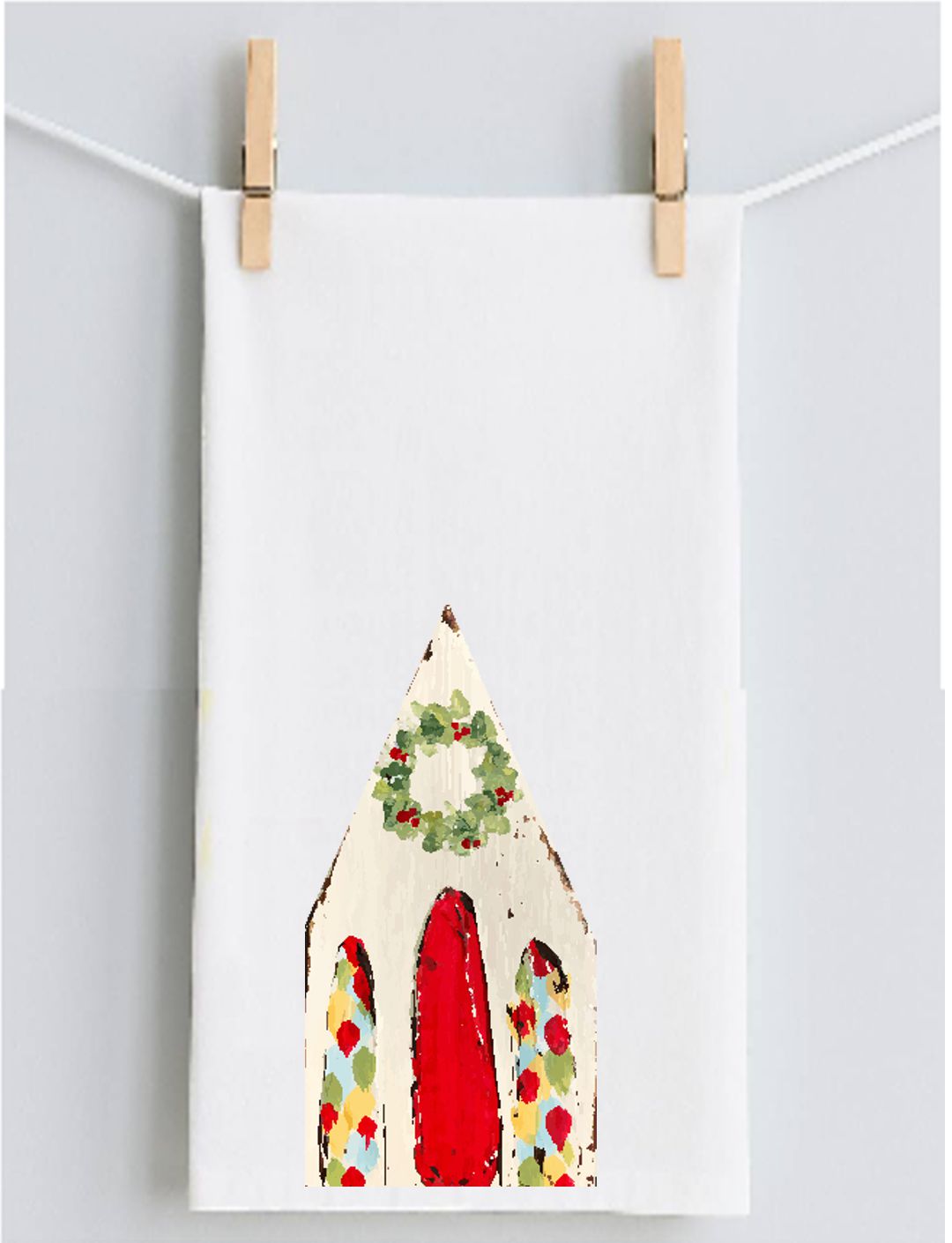 Haley's Christmas Church Block Tea Towel