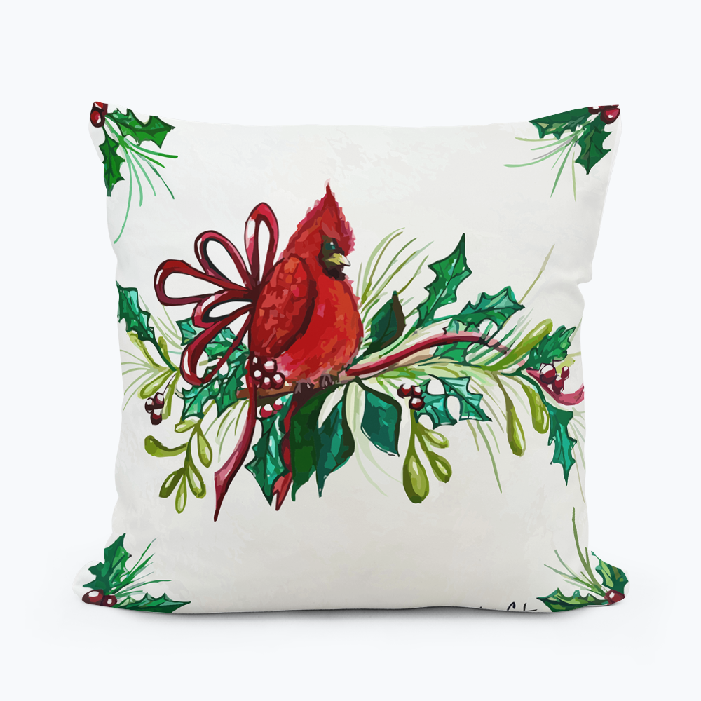 Kristie's Holly Cardinal Pillow
