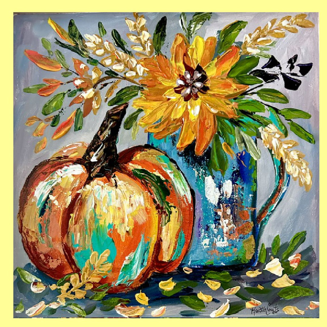 Kristies Acrylic Painted Pumpkin Square Swap