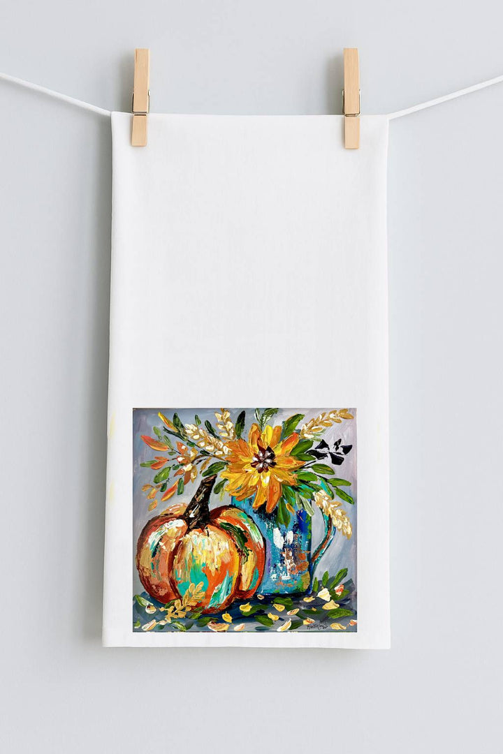 Kristies Acrylic Painted Pumpkin Tea Towel
