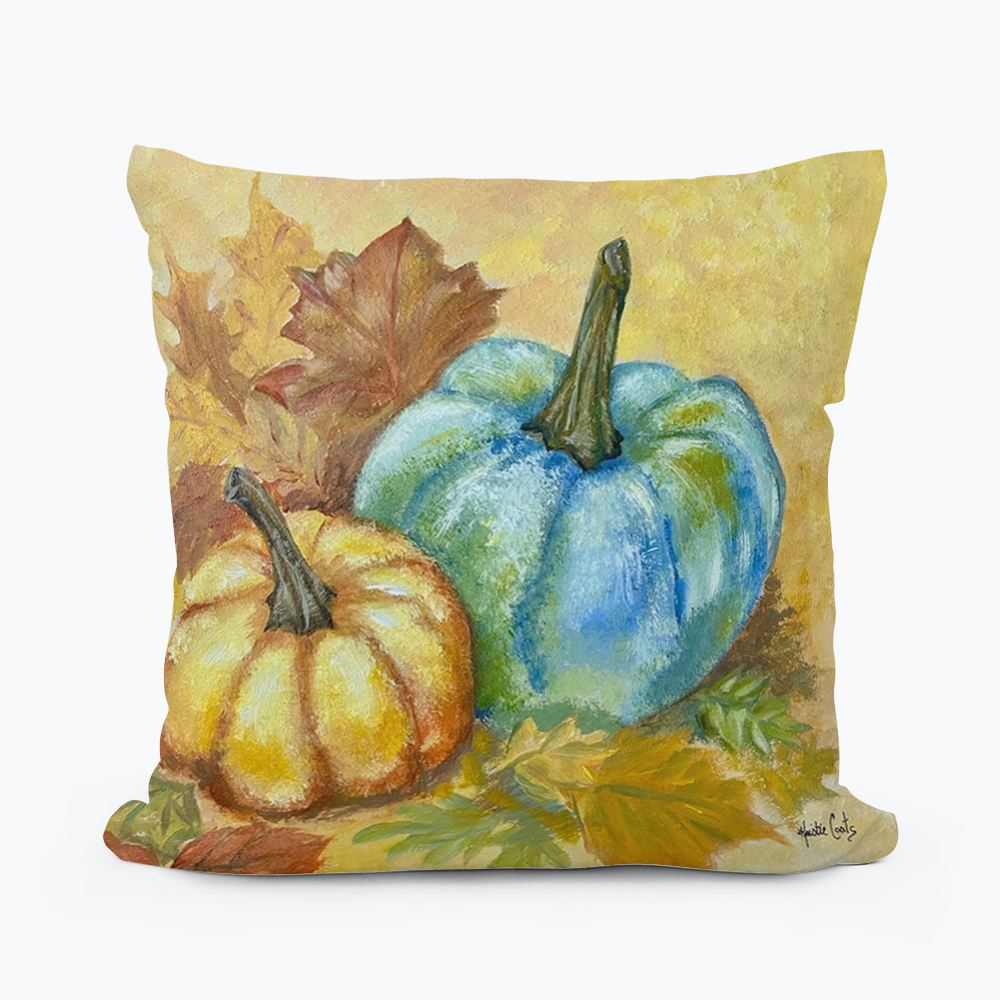 Kristie's  Blue and Orange Pumpkins Pillow