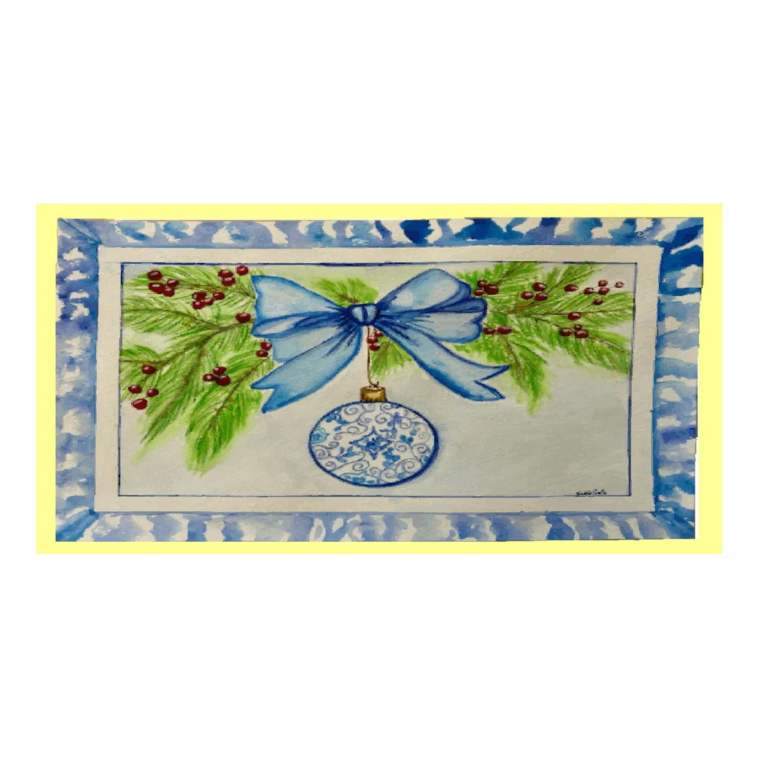 Kristie's Blue Bordered Ornament Lumbar Swap