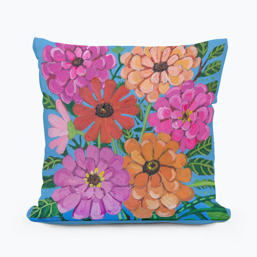 7 Zinnias Pillow