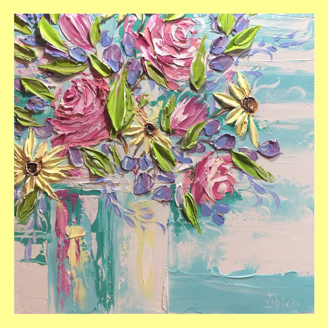 Estelle's Pink Roses in Teal Pillow Swap