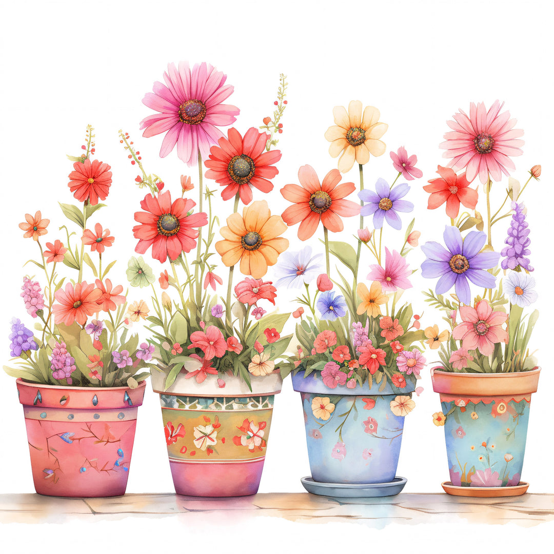 Pots of Flowers #9 Tea Towel