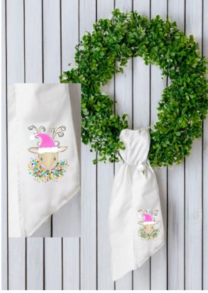 Haley's Curly Anthers Reindeer Wreath Sash