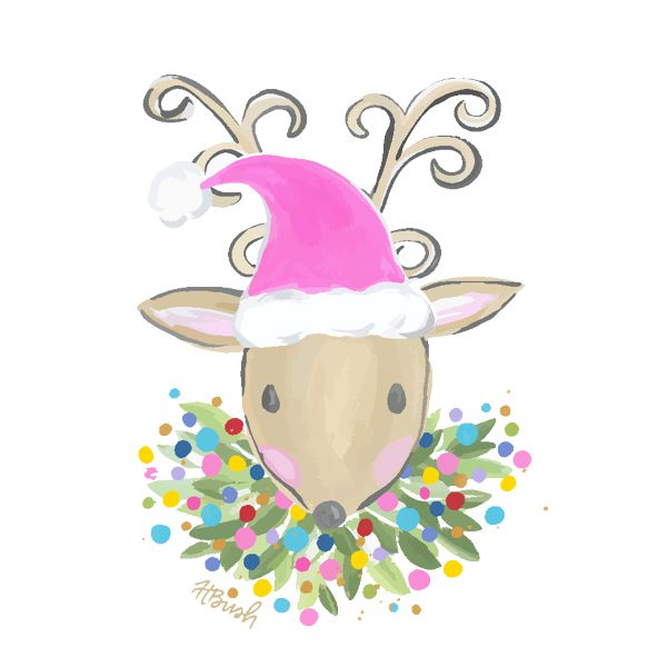 Haley's Curly Anthers Reindeer Wreath Sash