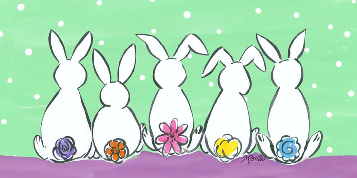 Bunnies Green Purple Pillow Swap