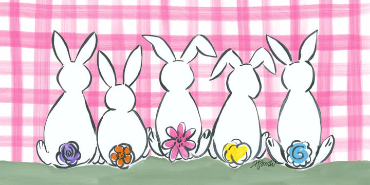 White Bunnies Pink Plaid Pillow Swap