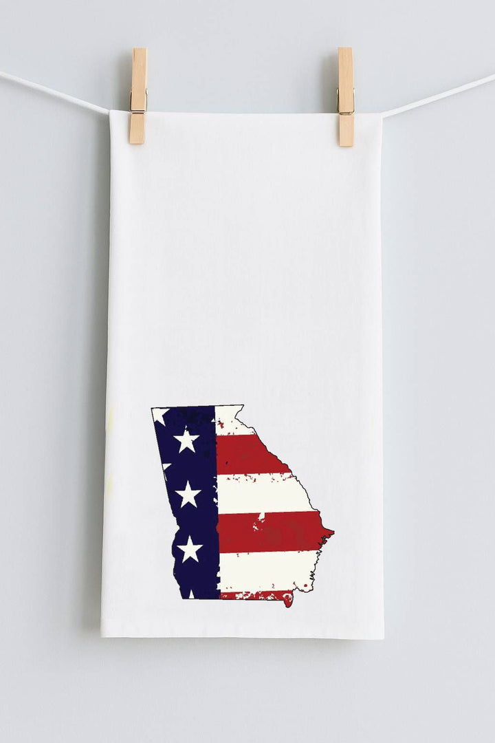 USA Flag State Georgia Tea Towel