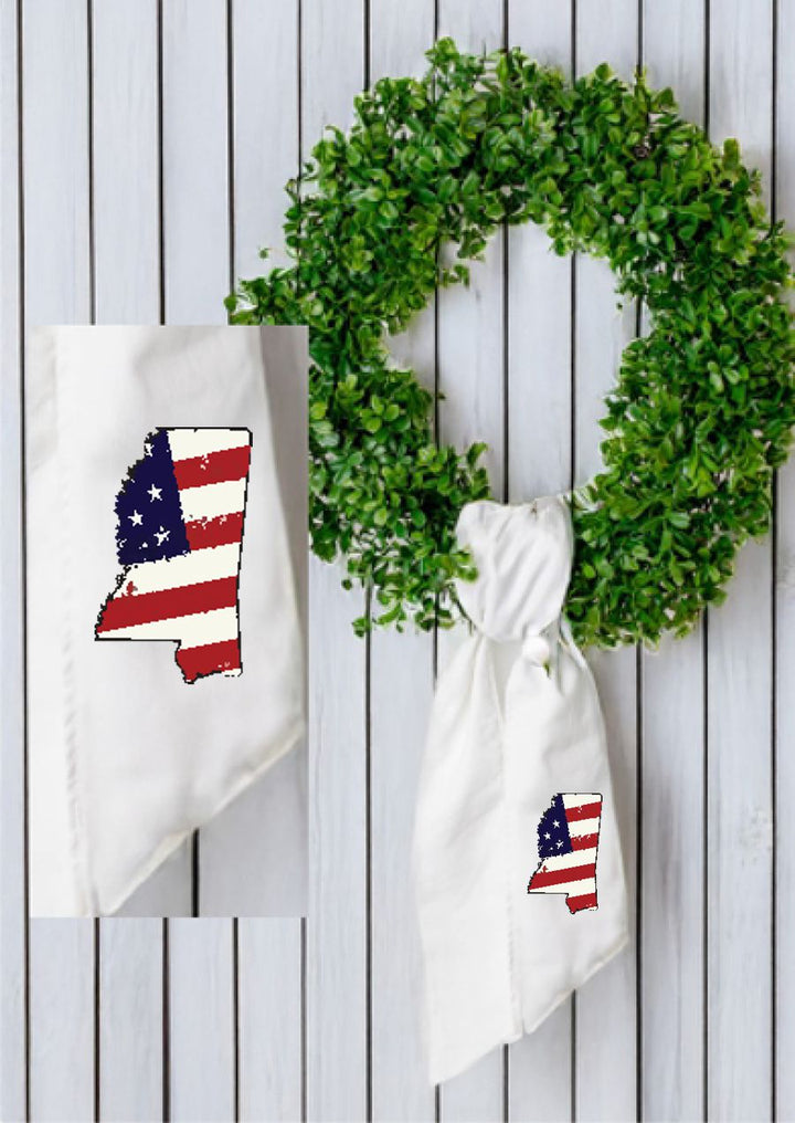 USA Flag State Mississippi Wreath Sash