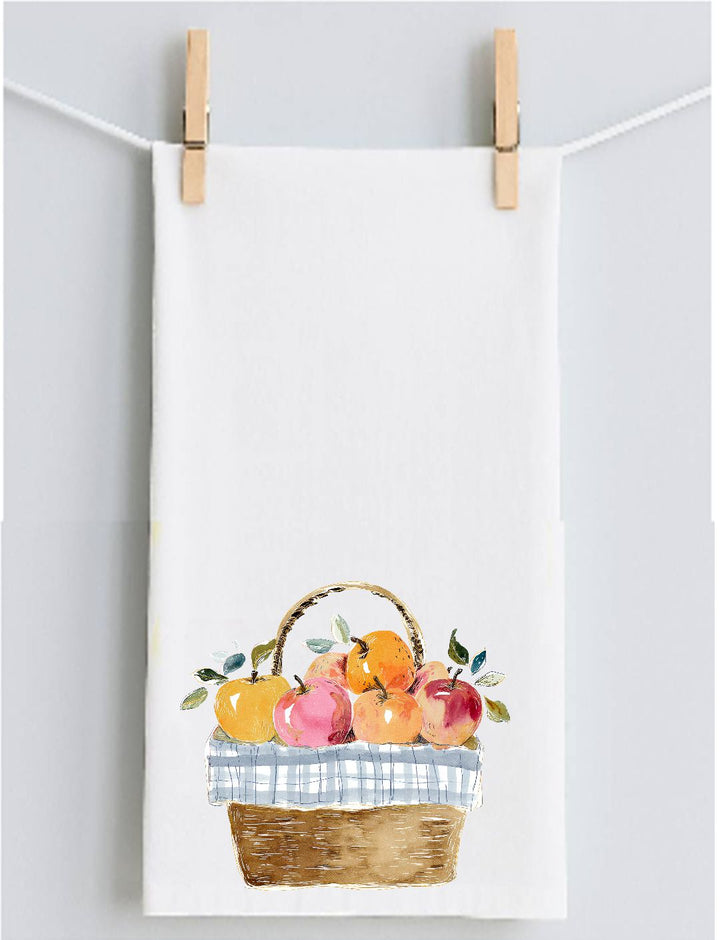 Autumn Apple Basket Tea Towel