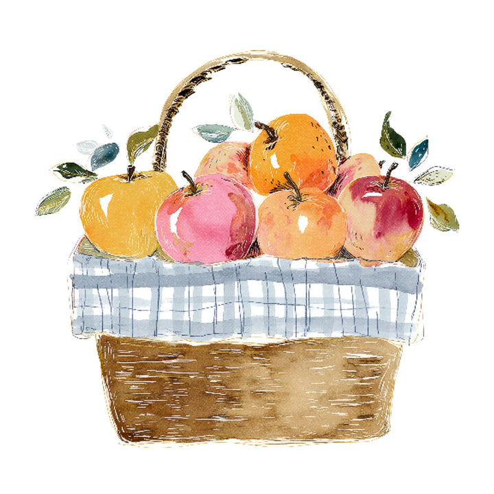 Autumn Apple Basket Tea Towel