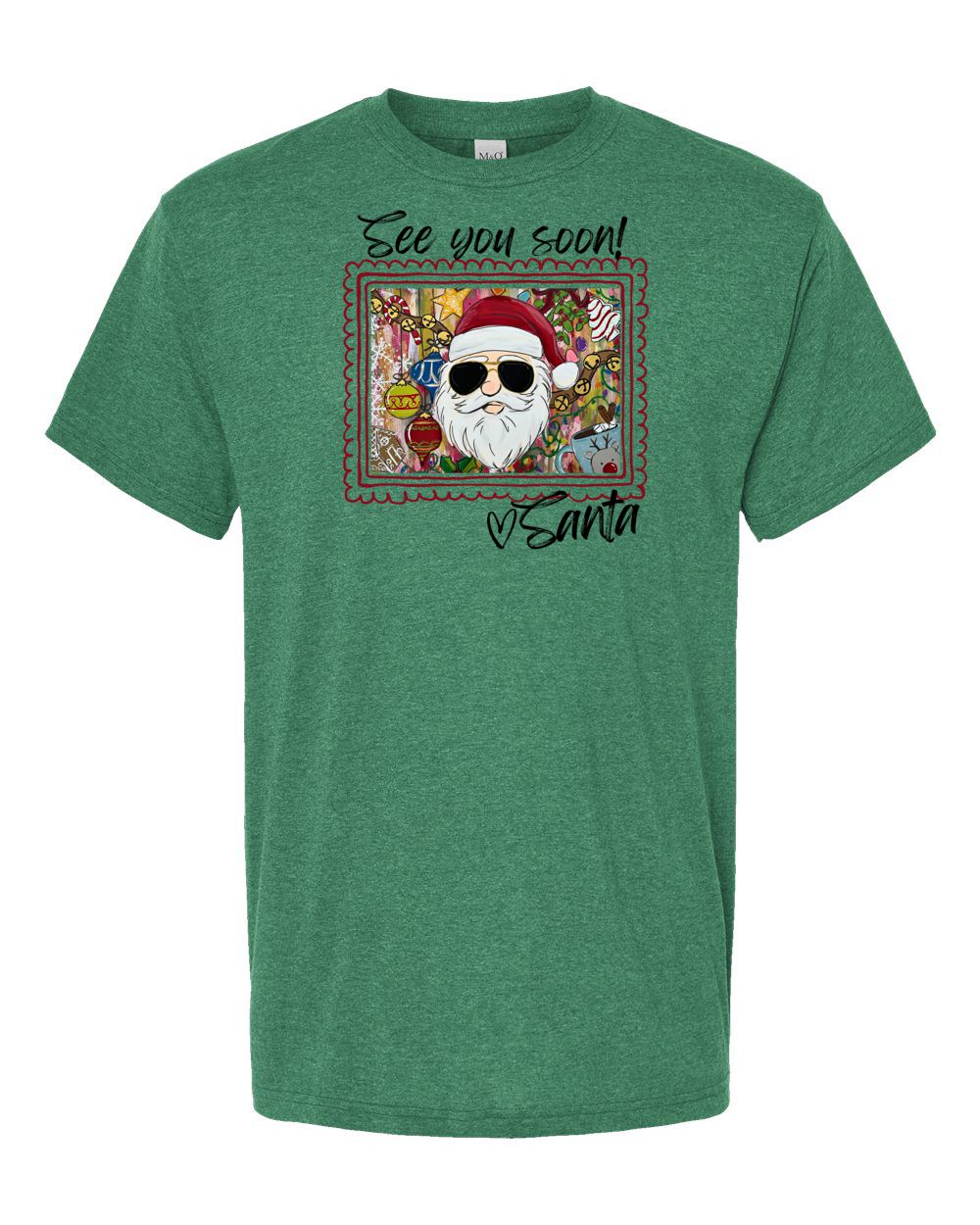 ABI'S COOL SANTA ON HEATHER KELLY GREEN SHORT SLEEVE