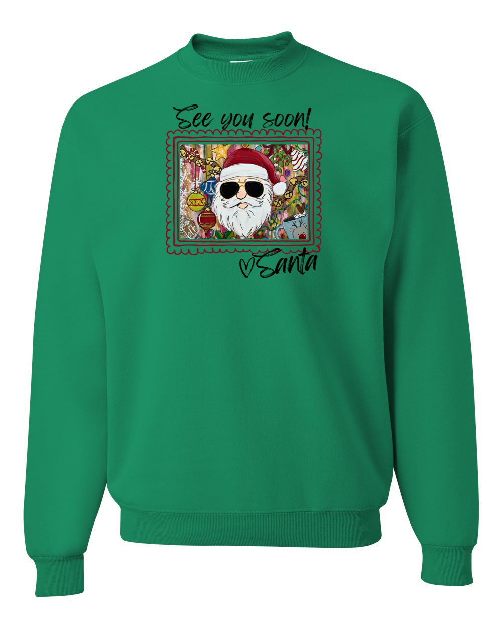 ABI'S COOL SANTA ON KELLY SWEATSHIRT