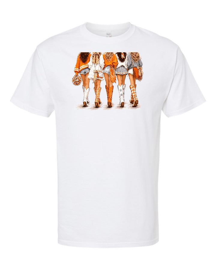 Girls in Orange and White Tee