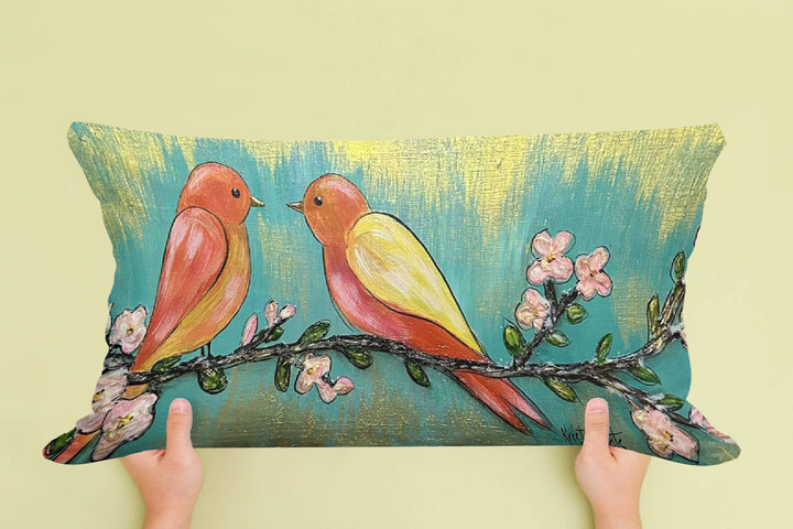 Kristie Birds on Dogwood Branch Lumbar Pillow