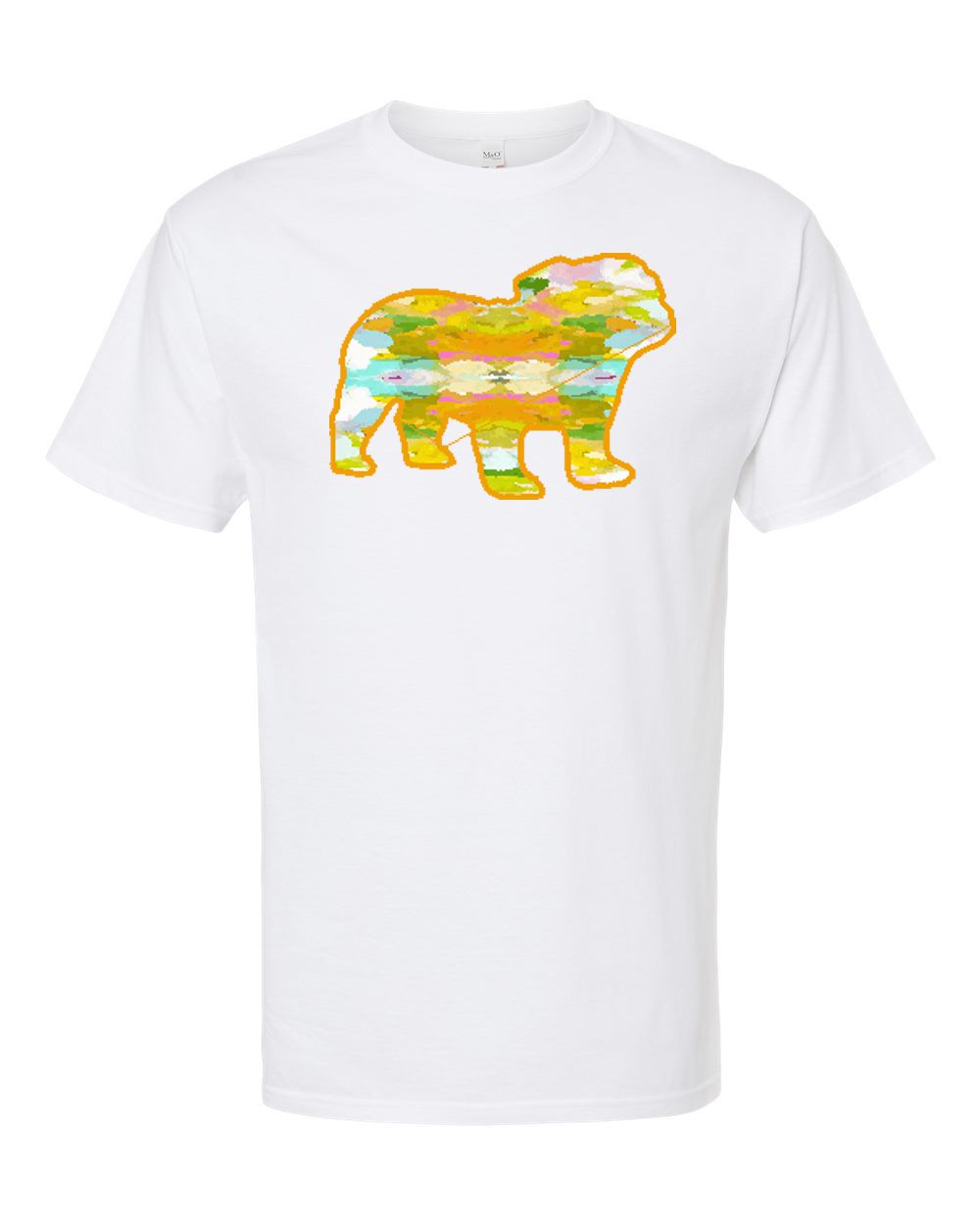 Abstract Bulldog on White Short Sleeve