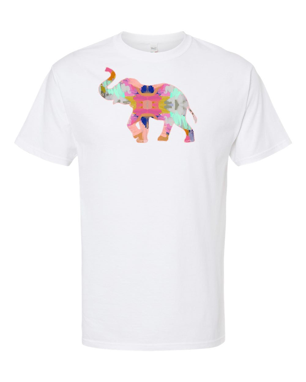 Abstract Elephant on White Short Sleeve