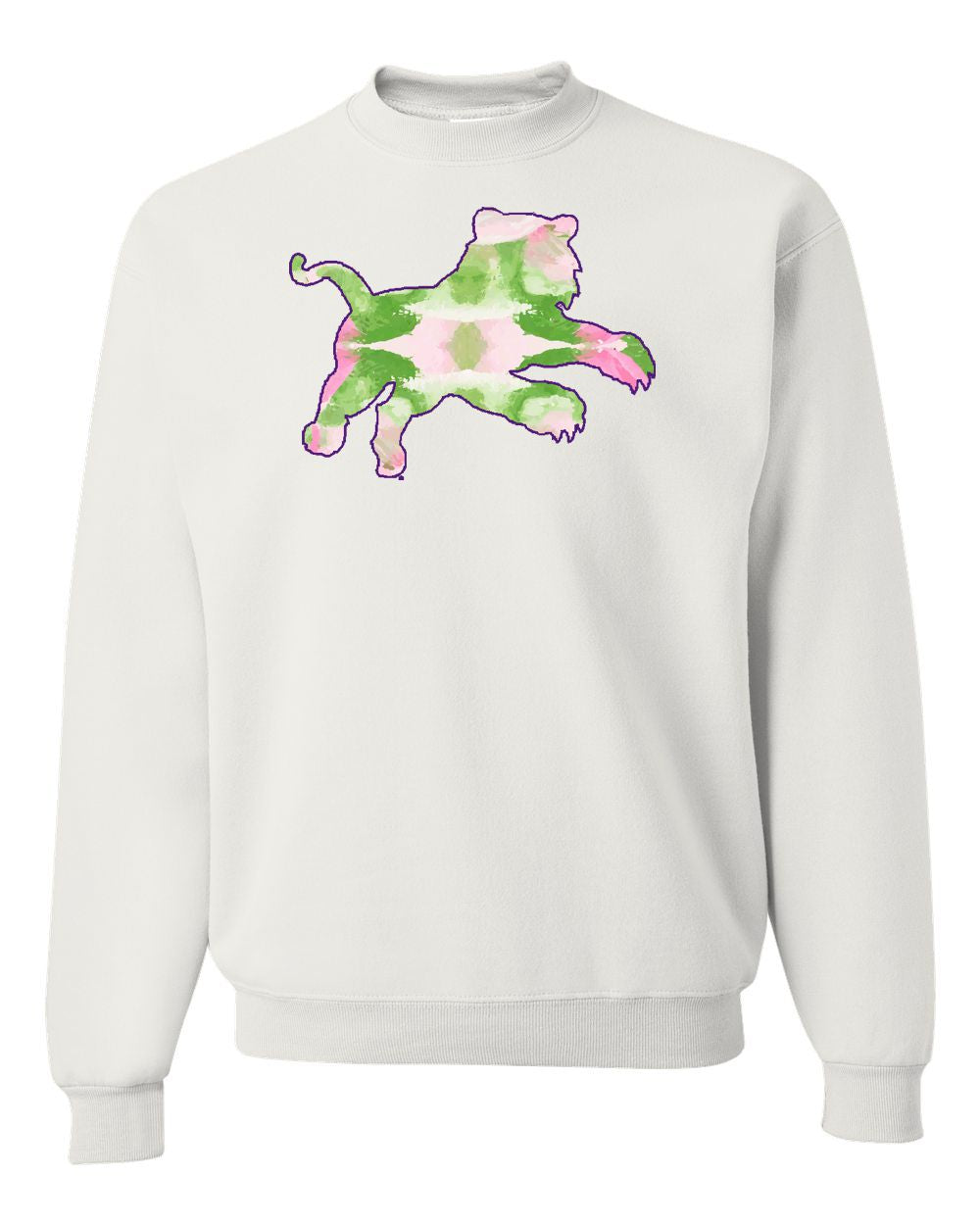 Abstract Tiger on White Sweatshirt
