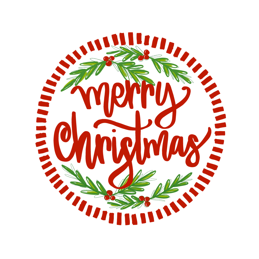 Haley's Round Merry Christmas Wreath Sash