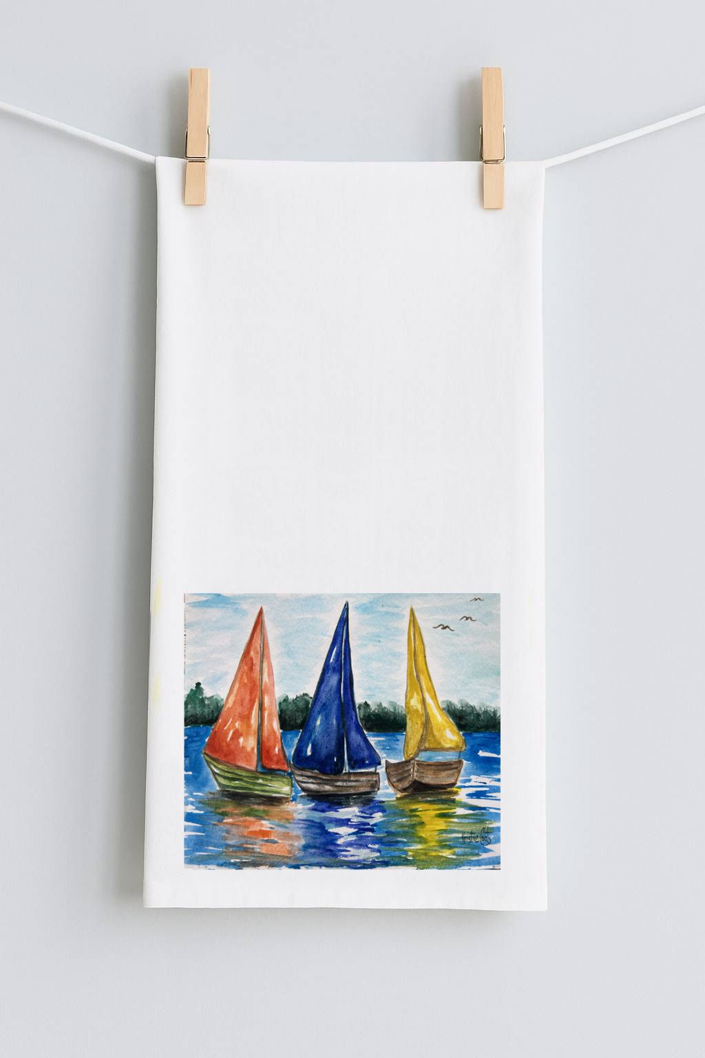 KRISTIE SAILBOATS TEA TOWEL