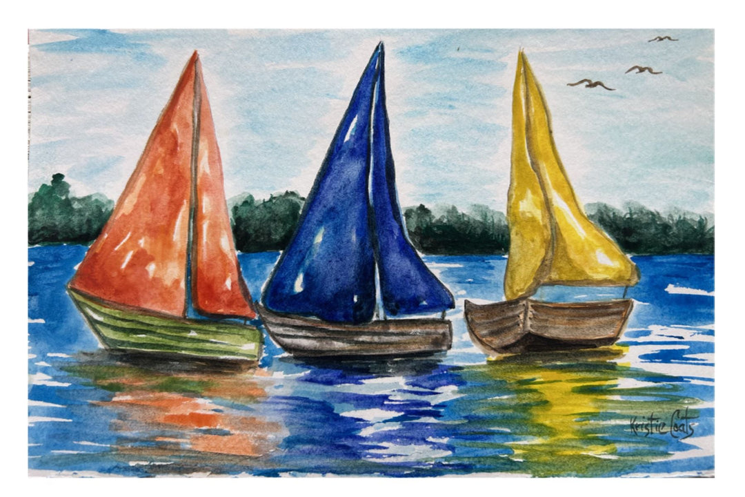 KRISTIE SAILBOATS TEA TOWEL
