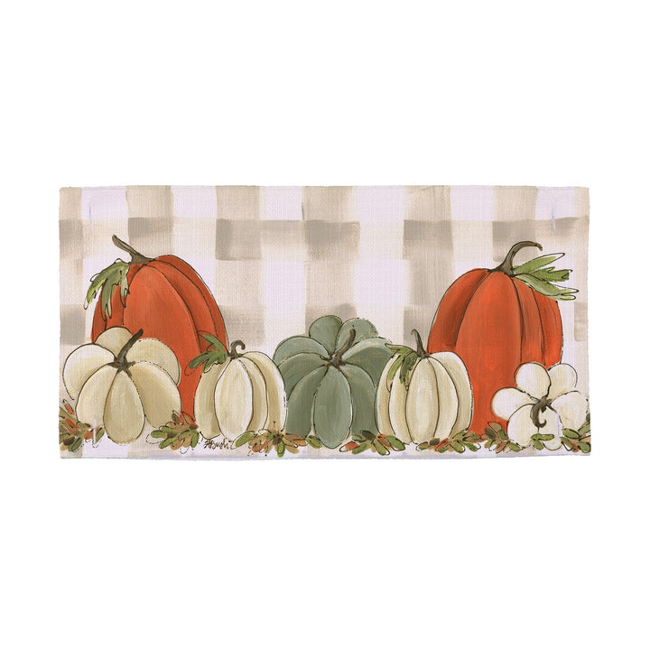 Gray Plaid Pumpkins Pillow Swap