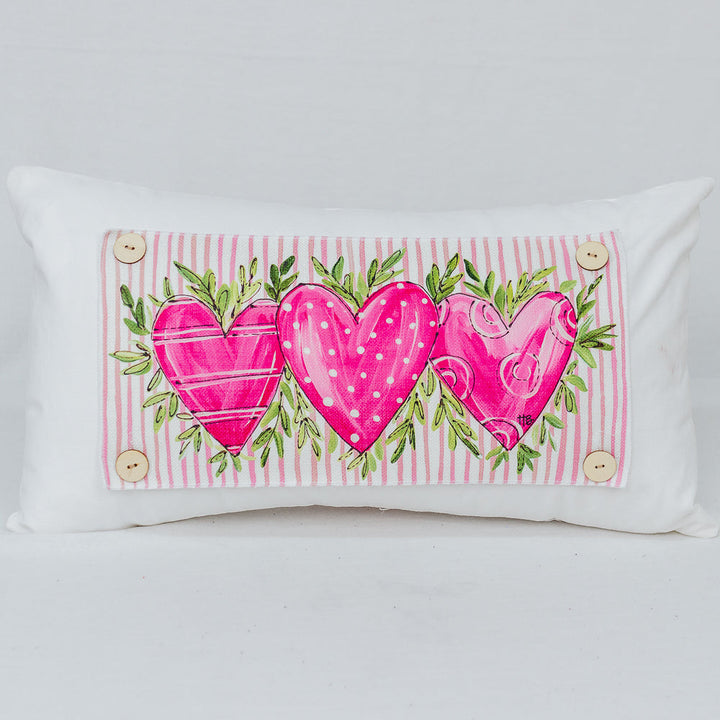 Hearts Pink Stripe Pillow Swap